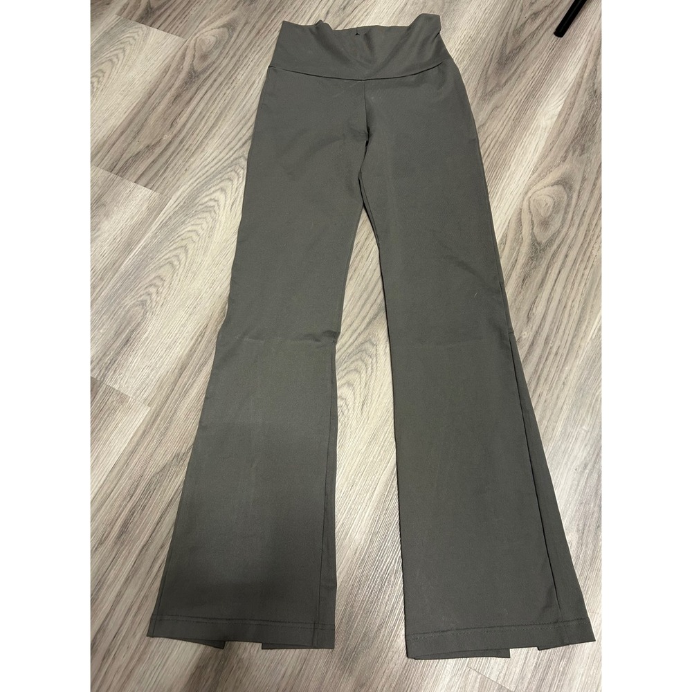 Prana Womens Breathe High Rise Flare Leg Slit Yoga Pants Recycled Poly S Gray